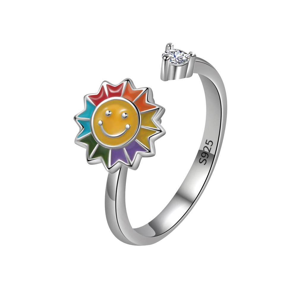 Fashion Adjustable Sunflower Rotating Ring
