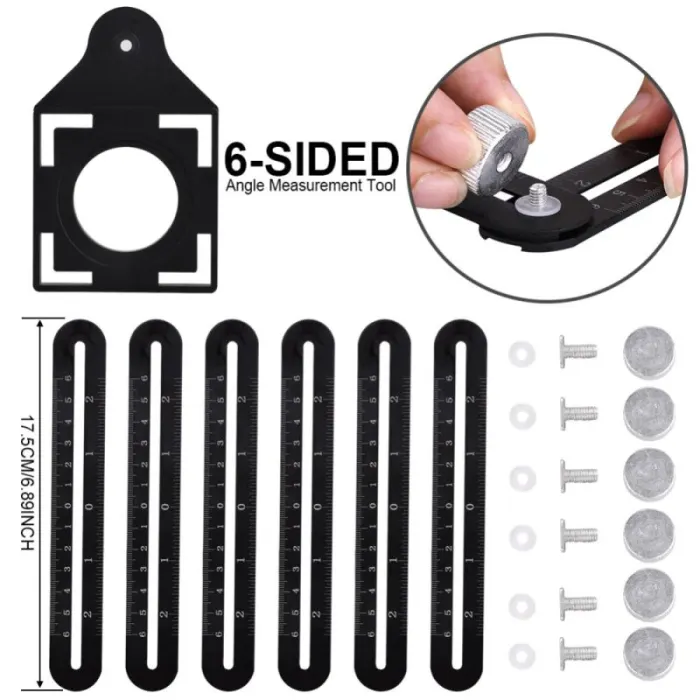 6-Fold Multi-Angle Measuring Ruler, Aluminum Template Tool for Tile, Flooring and Hole Layout - detail photo 8