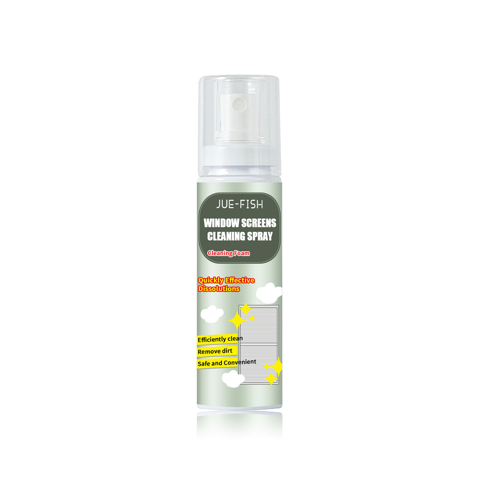 Jue-Fish Window Cleaning Spray Cross-border Cleans Window Screens, Removes Stains, Dirt, And Grease, Leaving Them Clean And Bright.