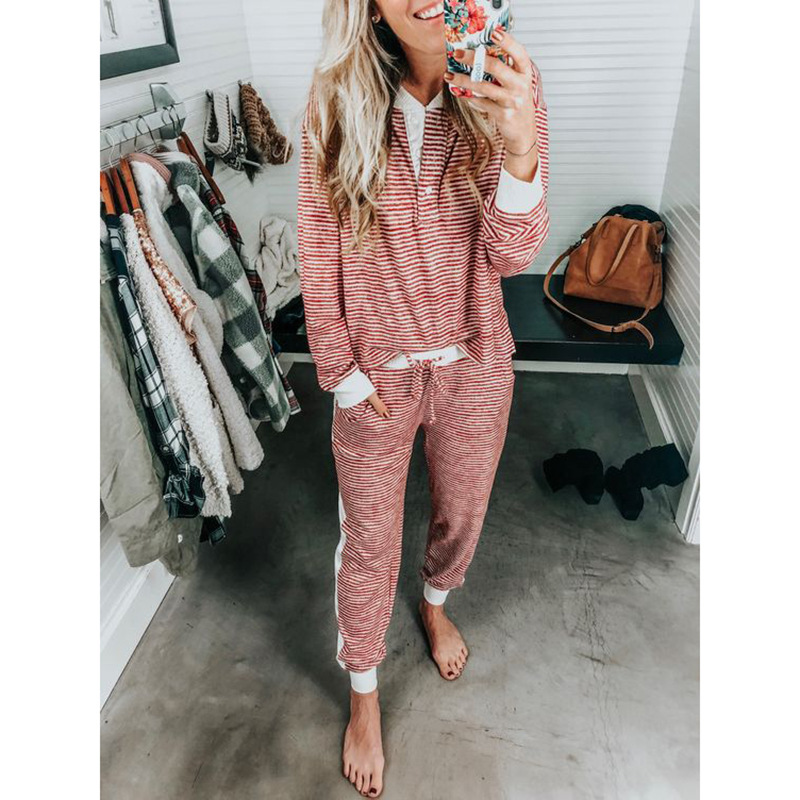 Printed Stripe Stitching Casual Suit