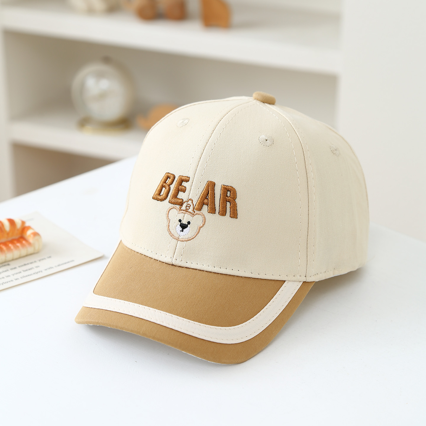 New Cartoon-style Boys And Girls Multi-color Baseball Cap For Outdoor Sun Protection, Fashionable And Cool Bear-shaped Children's Beanie Hat