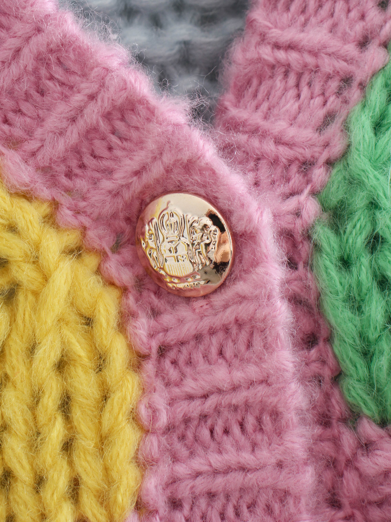 V-neck Short-sleeved Color-blocking Buttoned Short Knitted Cardigan Sweater