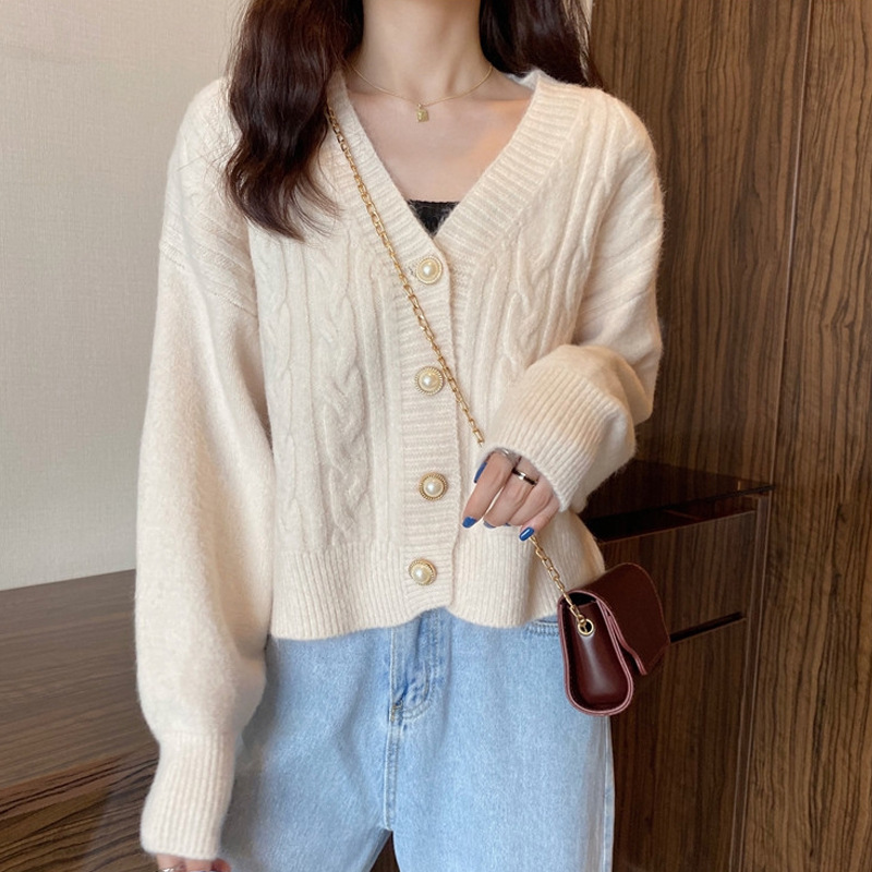 Title 8, V Neck Sweater Women Loose-fitting Long-sleeved...