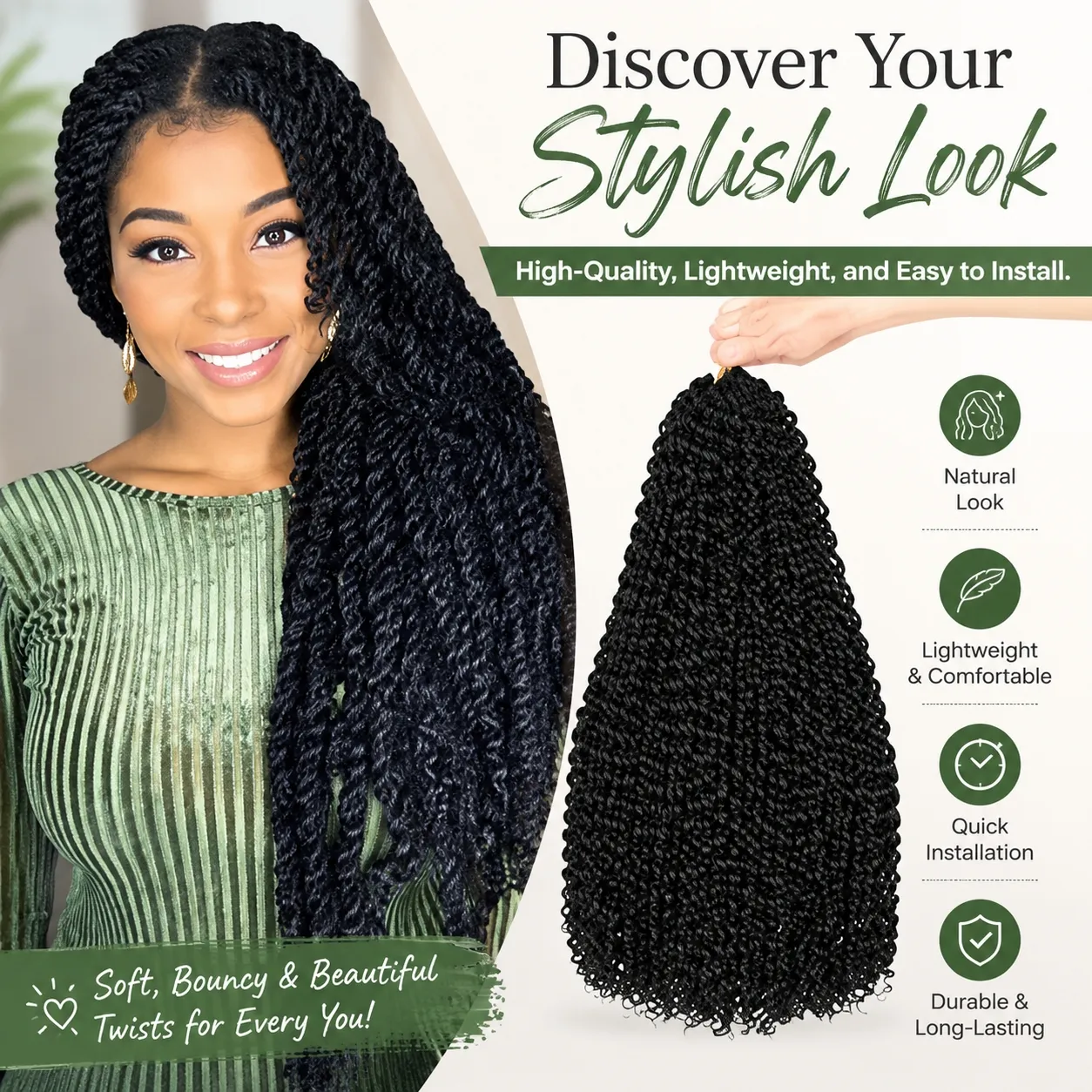 Water Wave Crochet Braiding Hair LongBohemian Curly