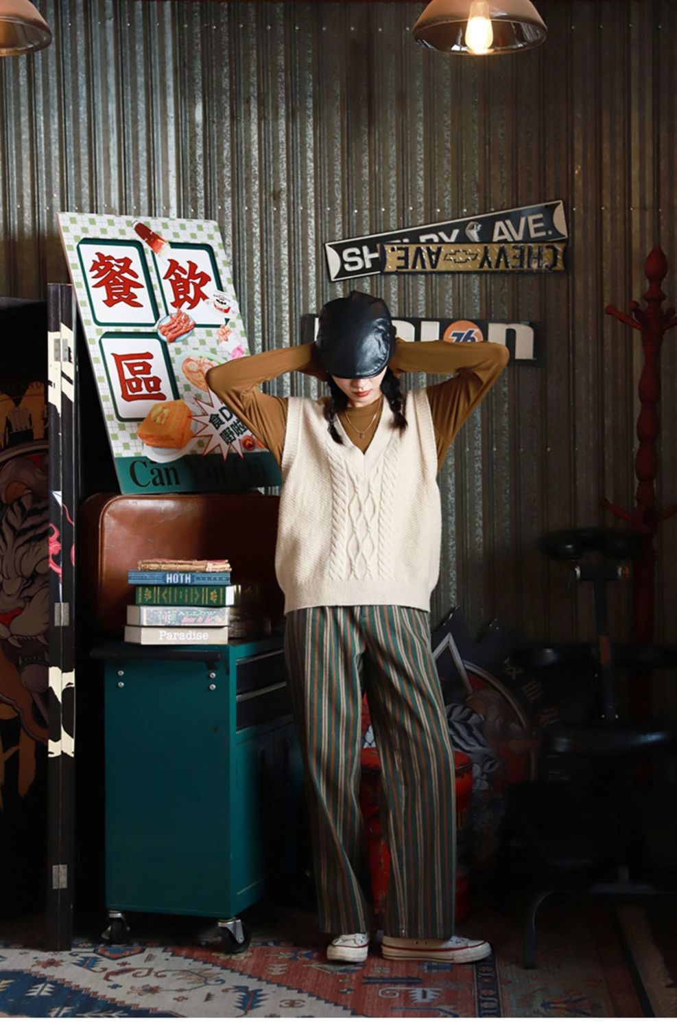 Fried Street Vintage Stripe Wide Leg Trousers For Women