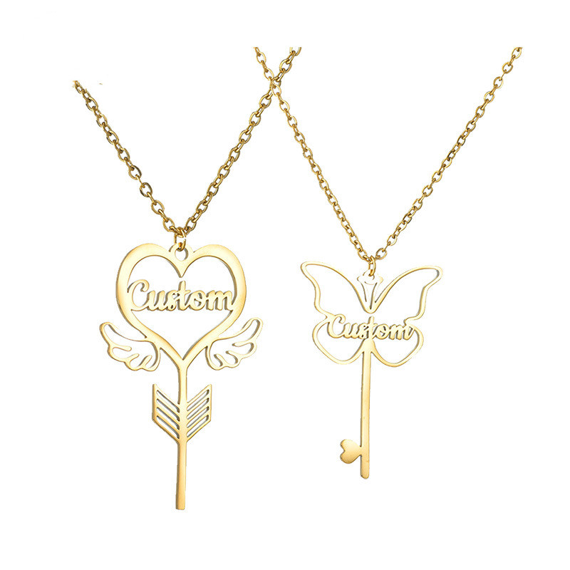 Small Design Sense Love Butterfly Shape Key Pendant Necklace