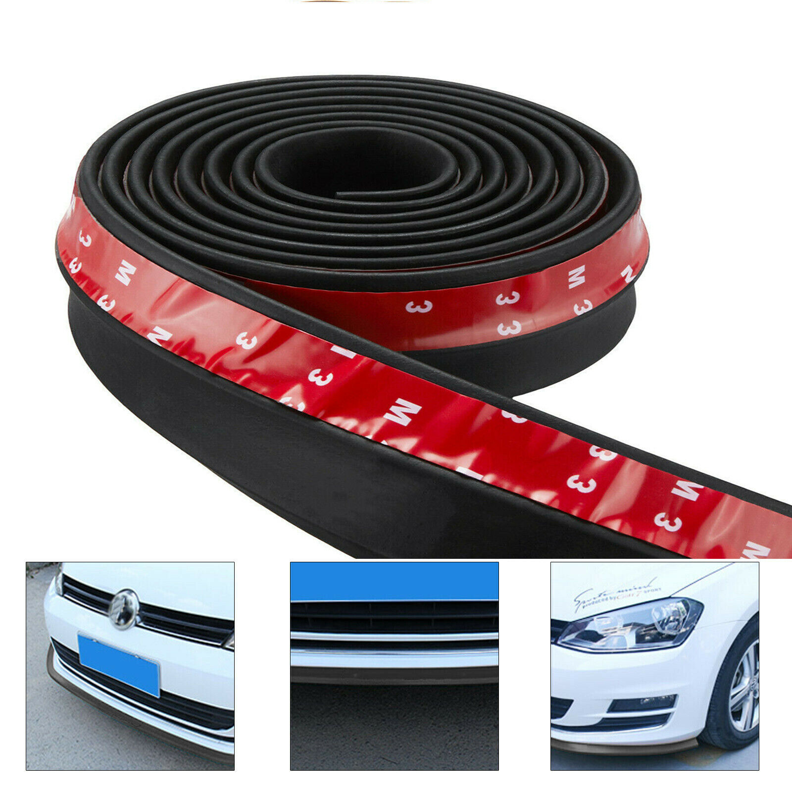 NEW Universal Car Lip Skirt Protector Rubber Splitter Front Bumper Spoiler Side 2.5M UK