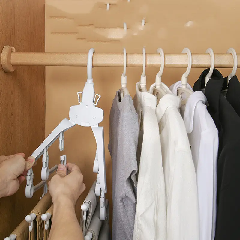 Folding Pant Rack Clip Retractable Wardrobe Storage