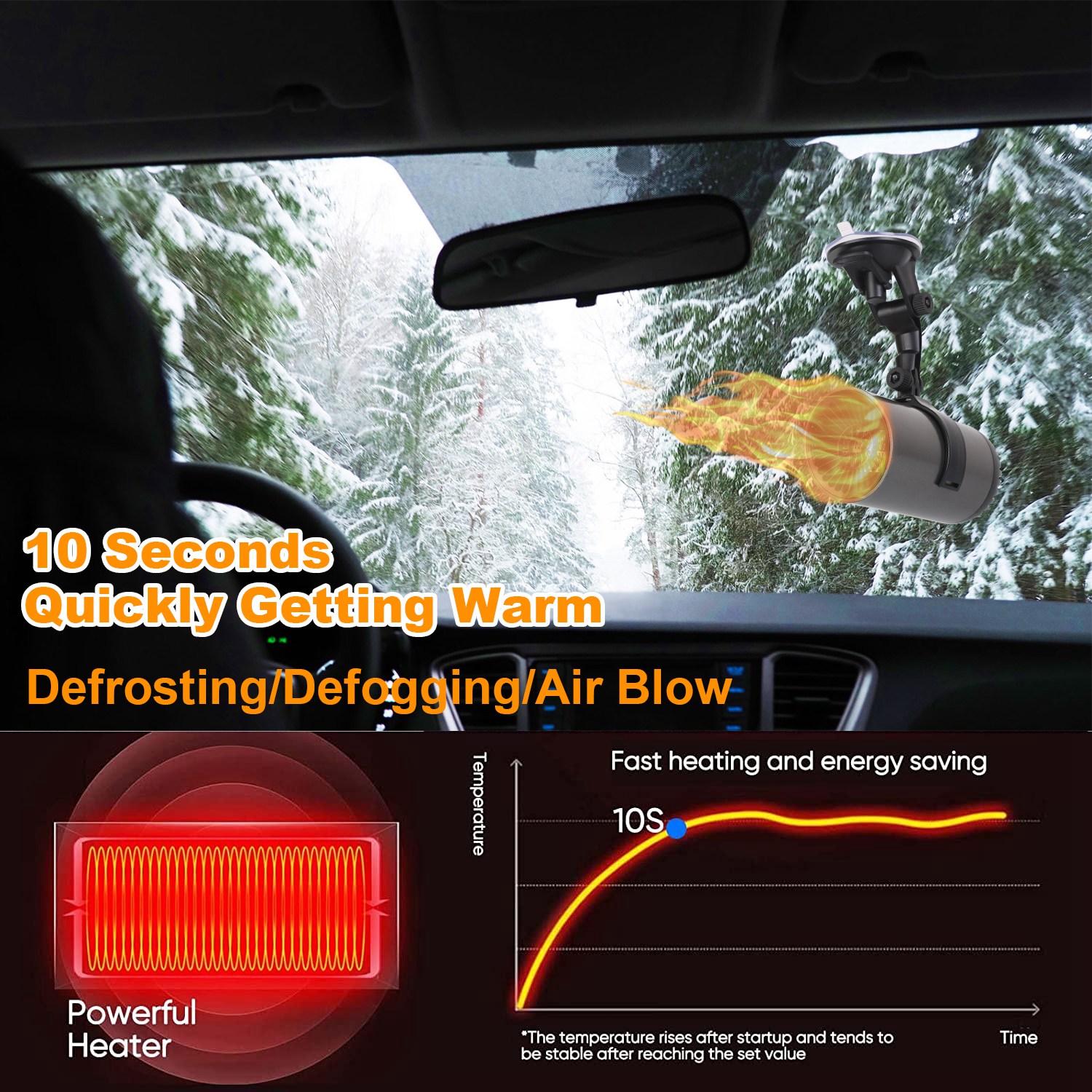 1Pc 12V 150W Or 24V 216W Portable Car Heater 2 In 1 Heating Cooling Fan Rotatable Demister Defroster With 4.92ft Cord — foto 10