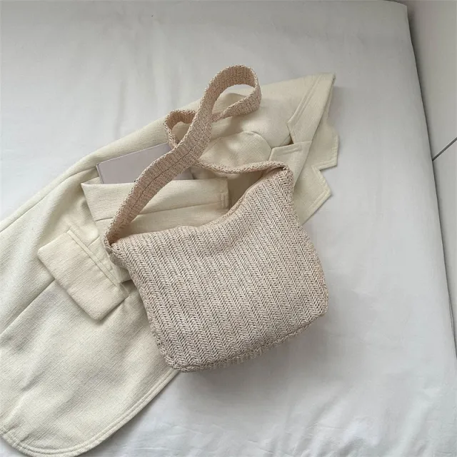 Women's Fashion Straw Large capacity Woven Crossbody Bag White - Shop at LoveMi