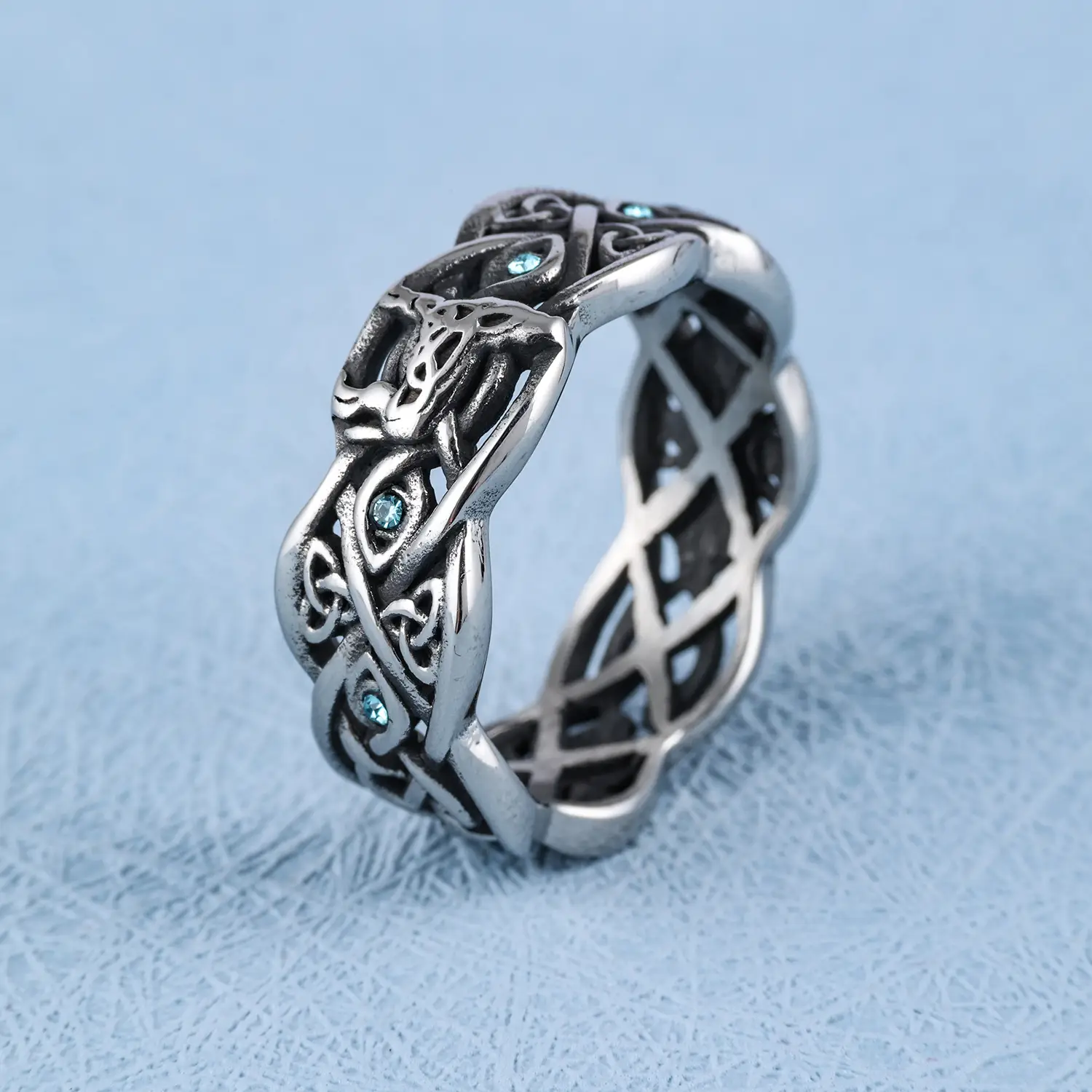 Vintage Viking Gemstone Eye Fashion Stainless Steel Ring