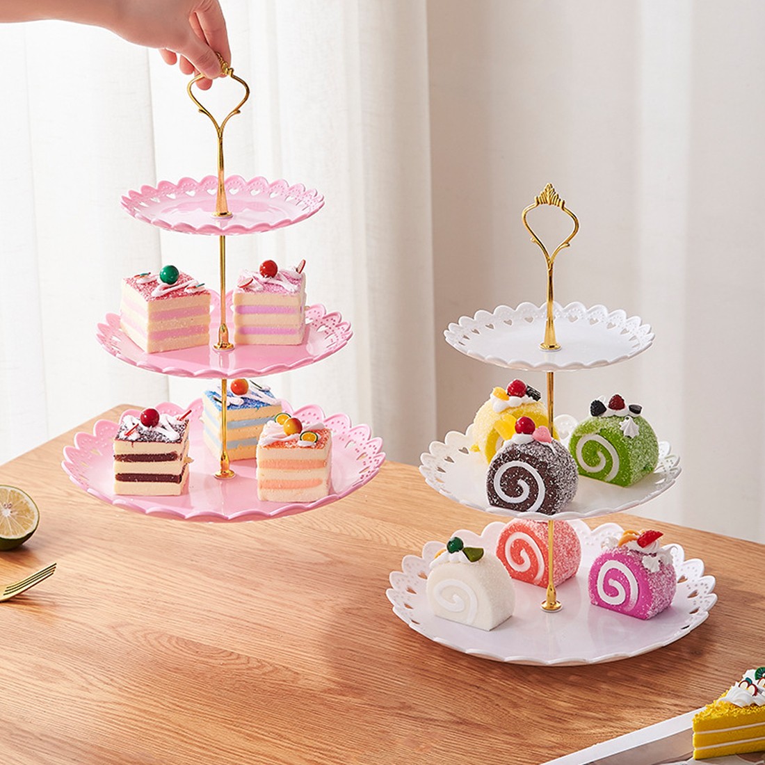6pcs Cake Stand Afternoon Tea Wedding Plates Party Embossed