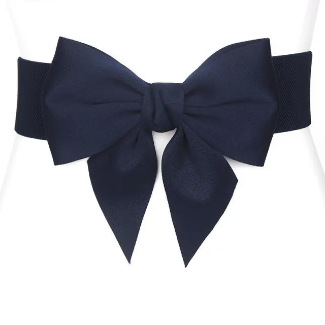 Elastic Ladies Fashion Bow Elastic Waistband Navy Blue - Shop at LoveMi