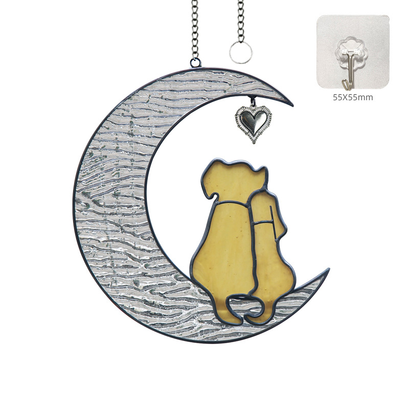 Title 5, Creative Moon Couple Dog Ornaments Colorful Wat...