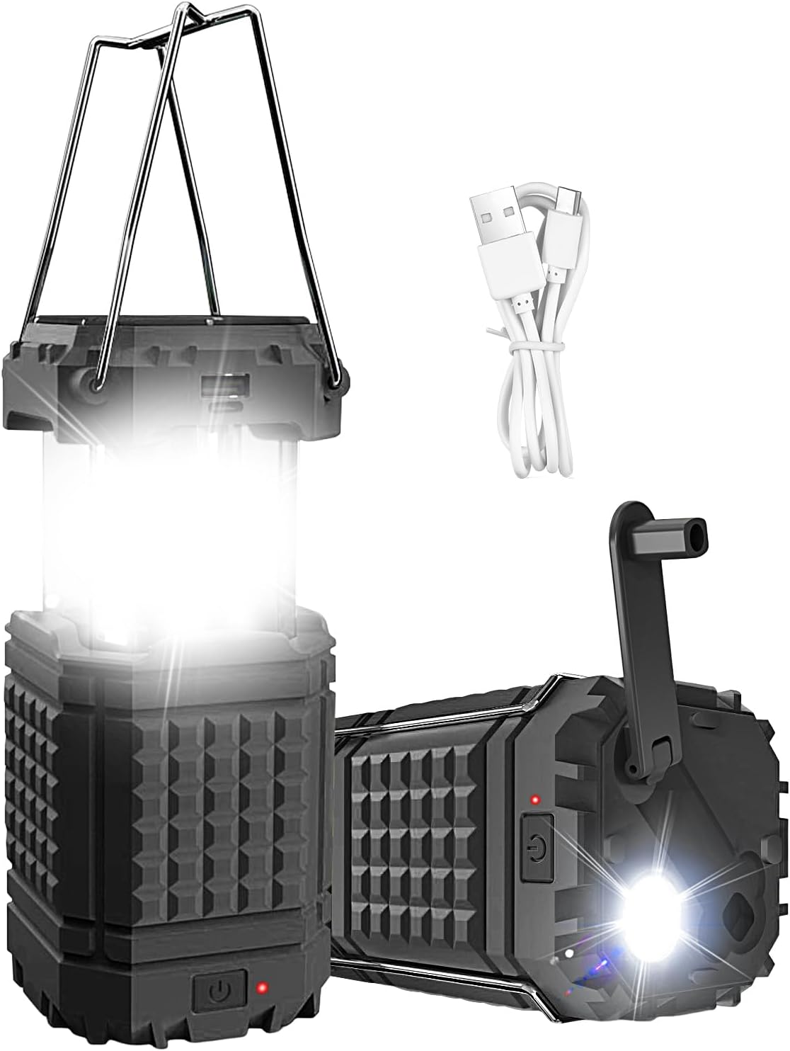 3 In 1 Solar Hand Crank LED Camping Lantern Collapsible Flashlight 200LM Power Bank IPX4