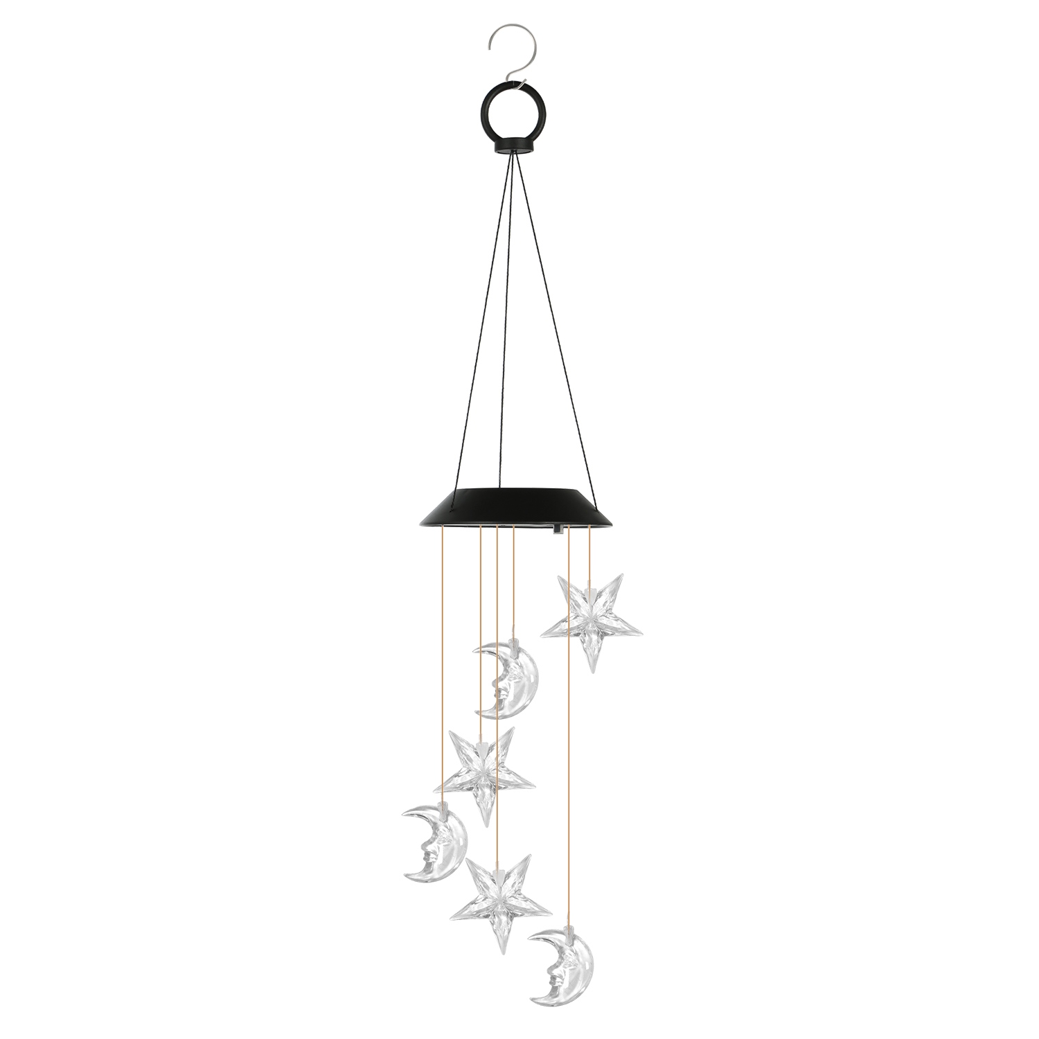 1Pc 2Pc Quantity Options Solar Moon And Star Wind Chime 7 Color Changing Wind Chime For Outside IPX4 Waterproof Outdoor Garden Yard Decor — foto 5