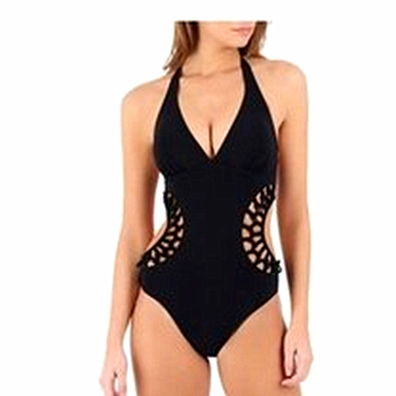 Title 3, Waist braided solid color one-piece swimsuit