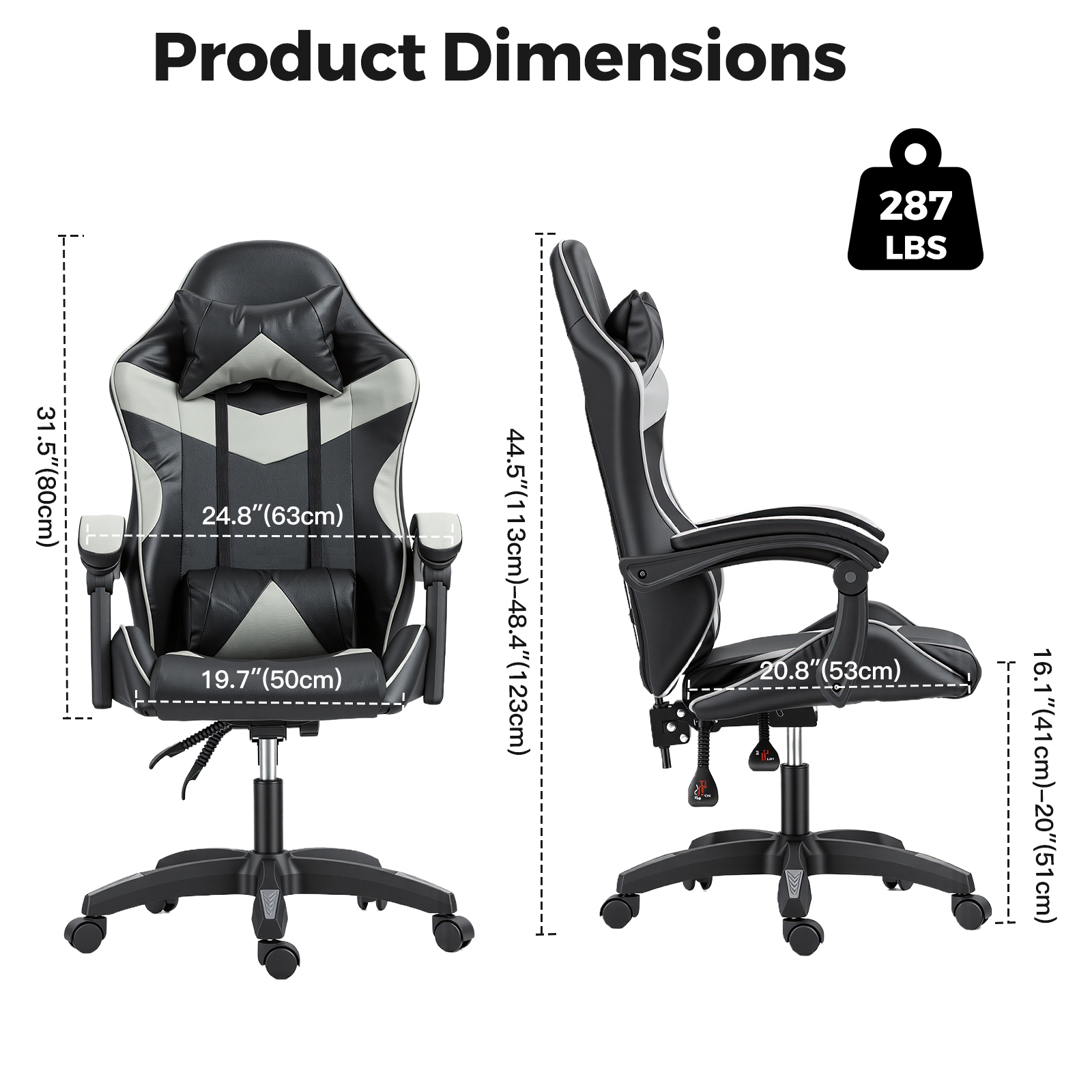 Gaming Reclining Swivel Chair For Adults,Ergonomic Racing PC With Lumbar Support — image 11