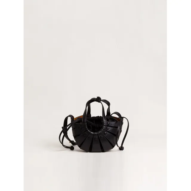 Cowhide Mini Vegetable Basket Handbag Black - Shop at LoveMi