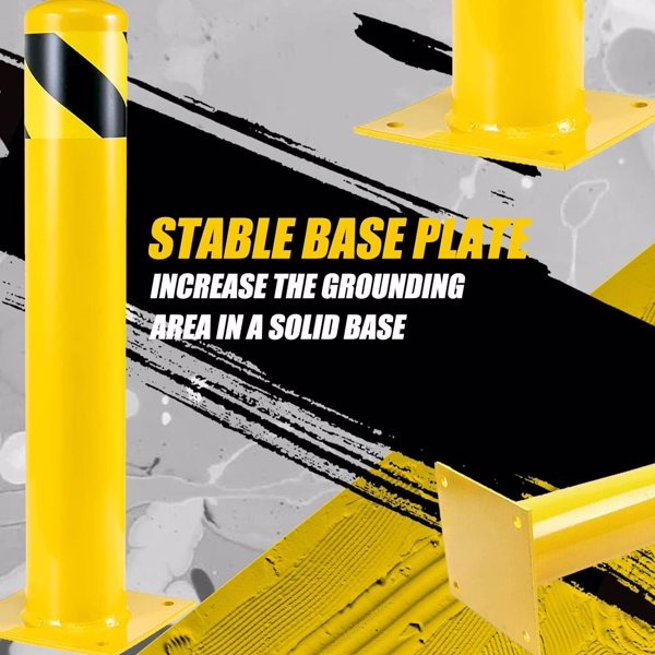 Safety Bollards, Steel Bollard Post, Yellow Powder Coated Safety Parking Barrier Post For High Traffic Areas — foto 4