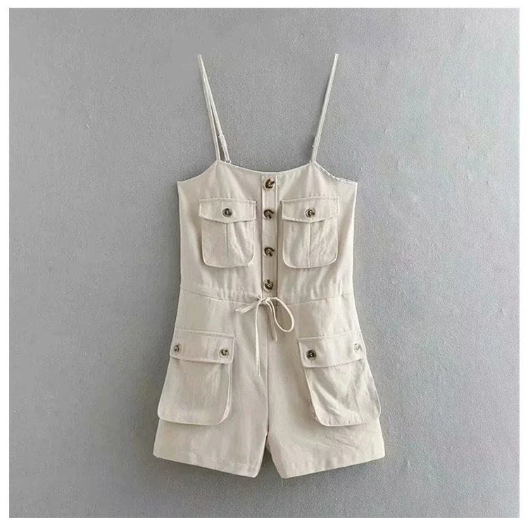Cross border Hot selling Tooling Style Three dimensional Pocket Sling Lace up Waist Shorts Khaki - Shop at LoveMi