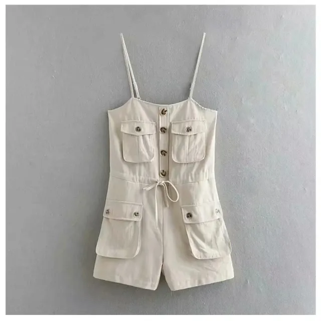 Cross border Hot selling Tooling Style Three dimensional Pocket Sling Lace up Waist Shorts Khaki - Shop at LoveMi
