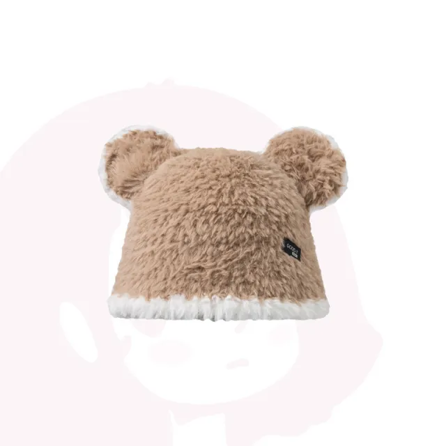 Cute Bear Black And White Bucket Hat Women's Contrast Color Warm Khaki - Shop at LoveMi
