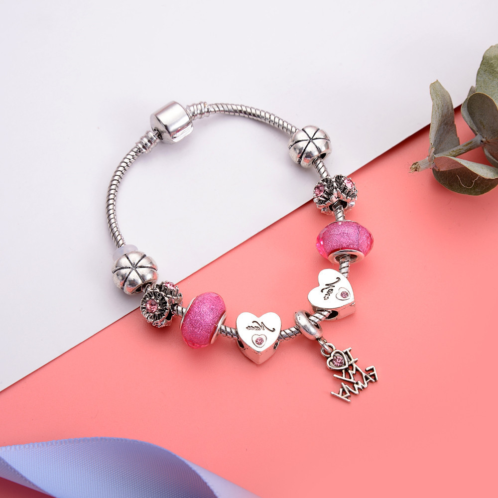 Crystal Rose Flower Heart-shaped Bead Tassel Pendant