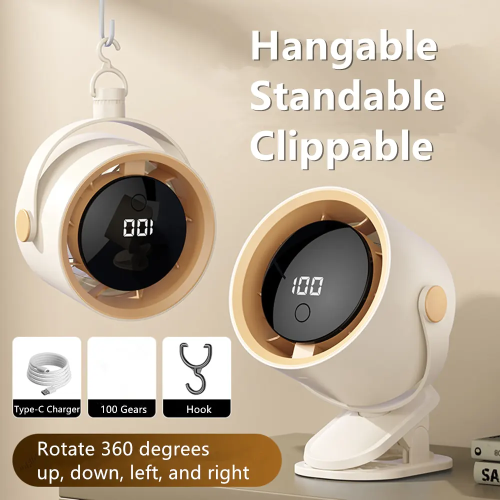 4 In1 Cooling Fan Camping USB Rechargeable