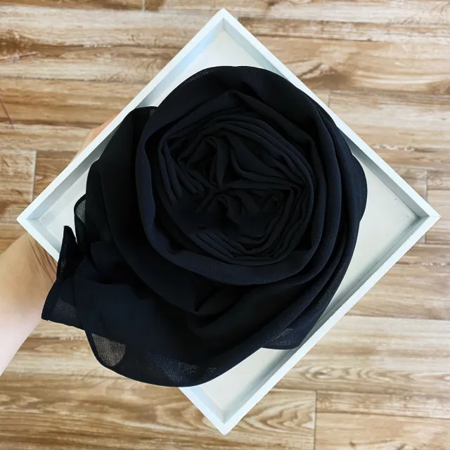 Women's Hijab Solid Pearl Chiffon Scarf Classic Black - Shop at LoveMi