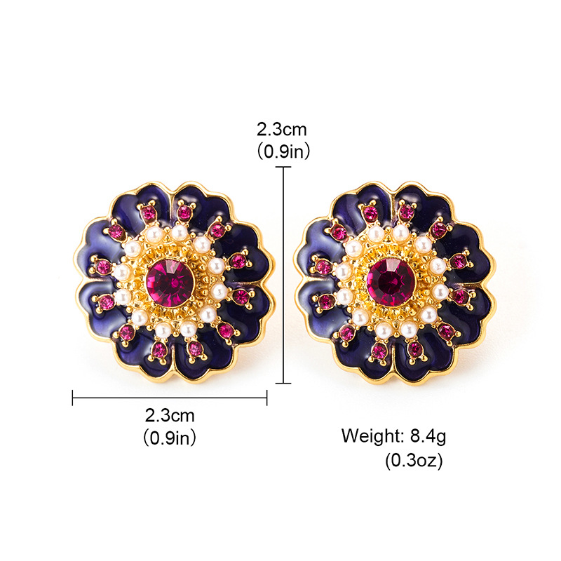 French Pearl Flower Earrings High Sense