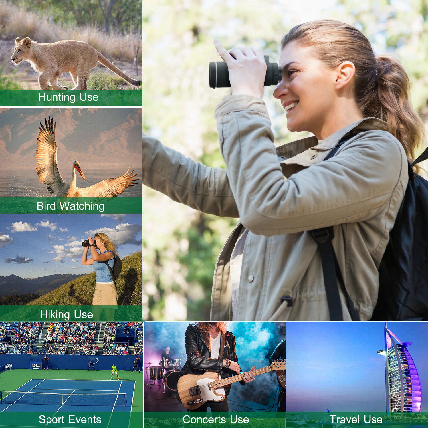 1Pc 40 Plus 40 HD Optical Monocular Telescope With FMC Lens Low Light Vision Scope Phone Holder Tripod Compass For Bird Watching Hunting Camping Hiking Sport Event