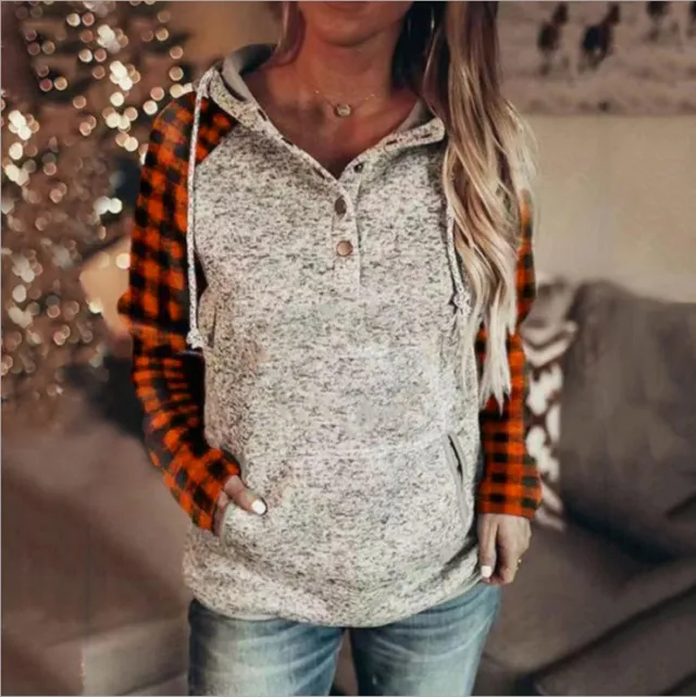 Women's Casual Long Sleeve Loose Hooded Color Matching Sweater Nwy01Khdz1 M - Shop at LoveMi