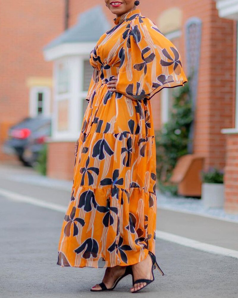 Printed High-Waist Maxi Dress