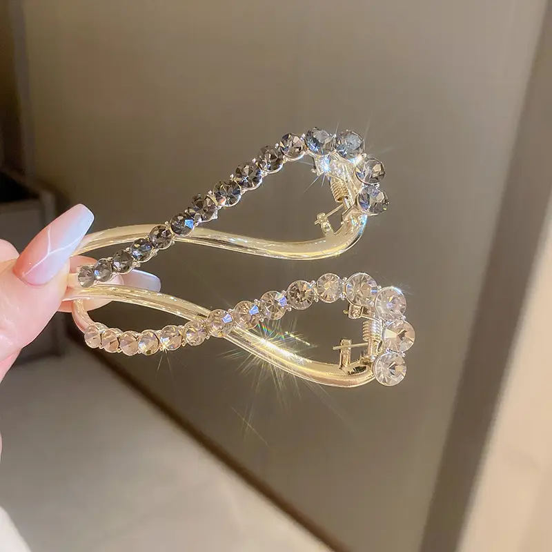 Delicate Diamond Inlaid Geometric Fashion Hairpin Metal