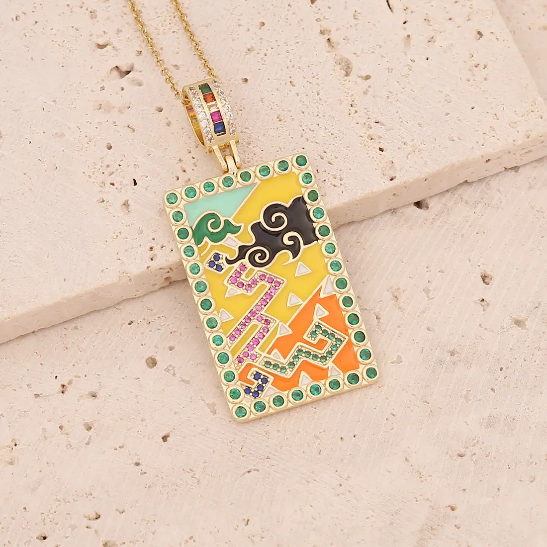 Women's Temperament Fashion Copper Micro-set Zirconia Tarot Card Necklace