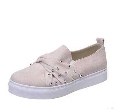 Plus Size Lady Causal Shoes Women Slip On Loafers Beige - Shop at LoveMi