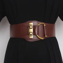 Wide Belt Women's Elastic Decoration With Dress, Waist Sweater, Versatile Waist Down Jacket, Coat Waist Seal - Brown - View 1