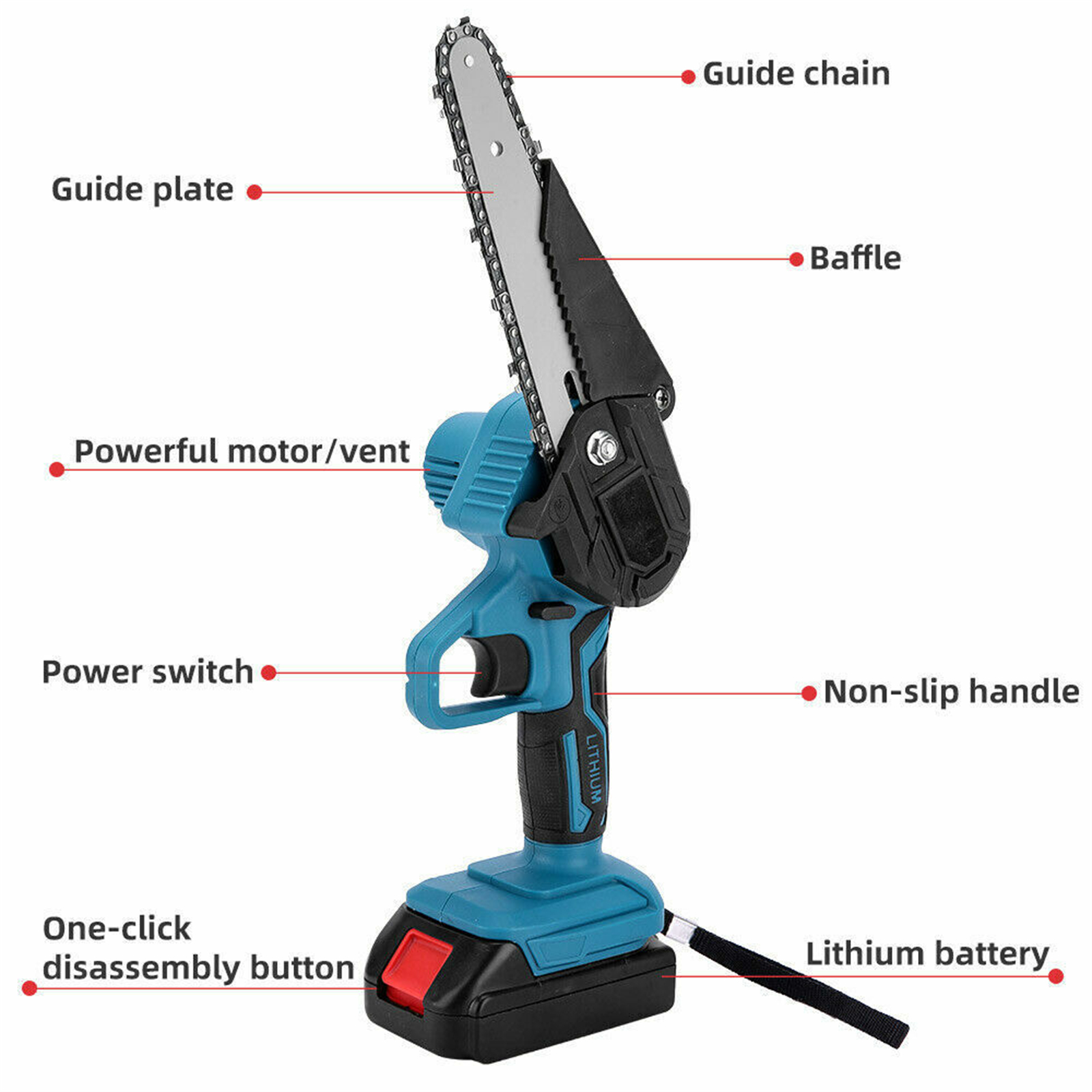 6 tronçonneuses sans fil rechargeables, coupe-bois – Image 4