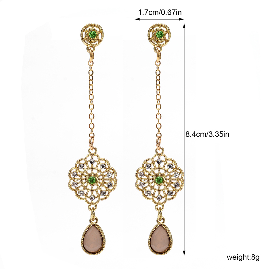 Title 2, Palace Style Diamond Studded Hollow Flower Earr...