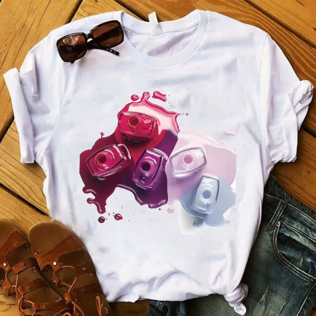 Nail Polish Bottle Print Short Sleeve K - Shop at LoveMi
