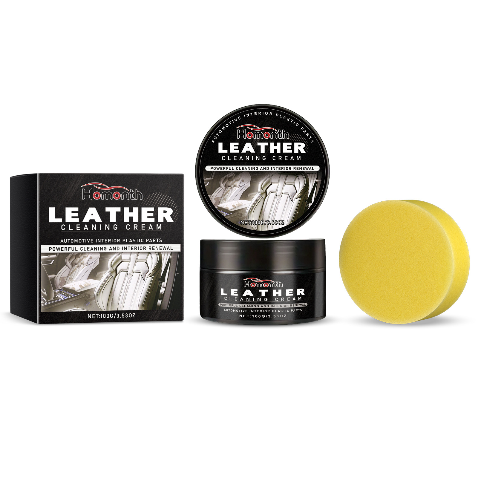 Homonth Car Leather Renewal Agent, Multi-Purpose Cleaner For Car Seats And Dashboards, Leather Restoration And Maintenance. 3