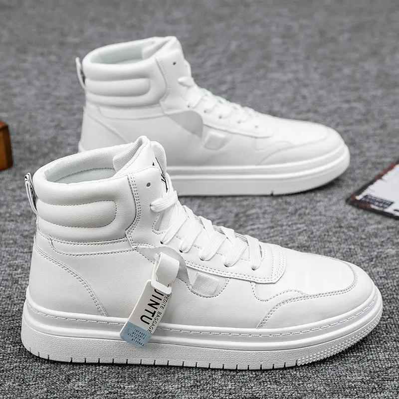 Korean Version of the Tide Men's White Short Boots