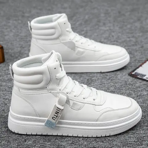Korean Version of the Tide Men's White Short Boots