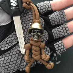 Skull Retro Old Knife Pendant Car Key Pendant - Coffee - View 1