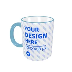 Eco-friendly Ceramic Comfortable Handle Edge Color Mug - Light Blue - View 1
