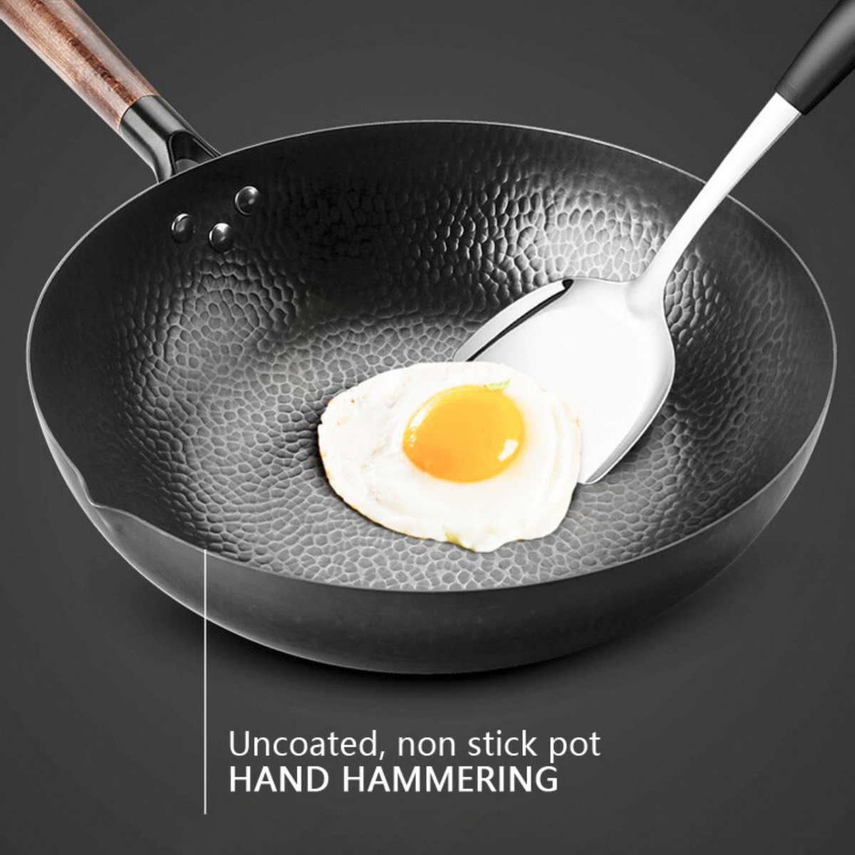 32CM Household Pure Iron Wok Non Coated Cast Pan For Gas Induction Cookers — image 3