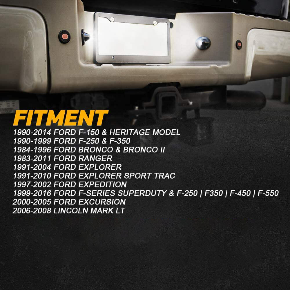 Ford F-250 rear bumper with 2-pack LED license plate lamp set mounted