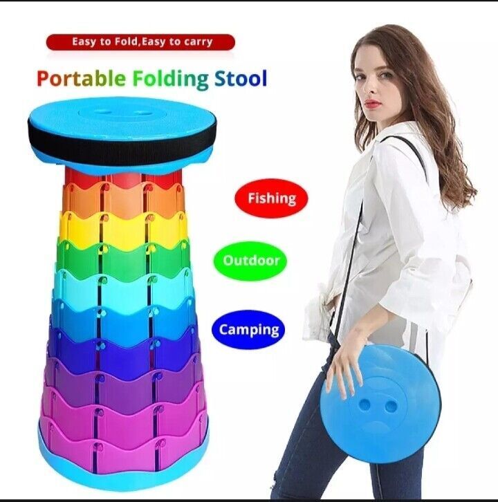 Portable Extendable Folding Stool Outdoor Camping Hiking Chair Fishing Seat 11