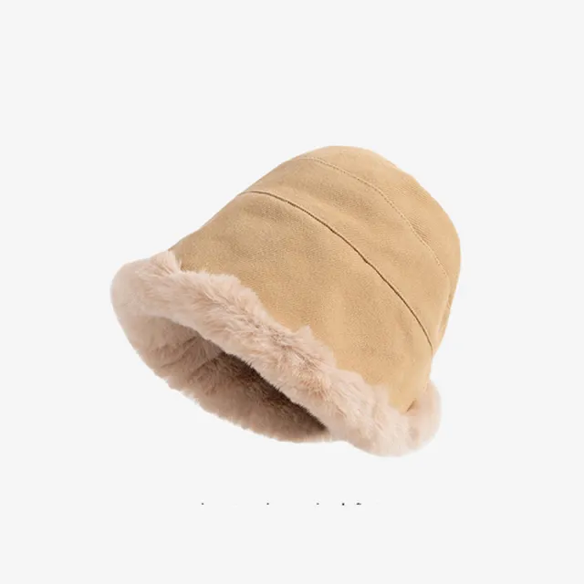 Warm Velvet Fashion Face covering Basin Hat Cream - Shop at LoveMi